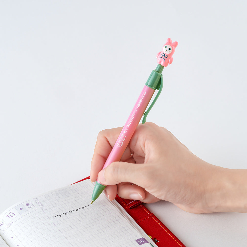 Yumi Kitagishi White Cat Bunny Ballpoint Pen · Hobonichi