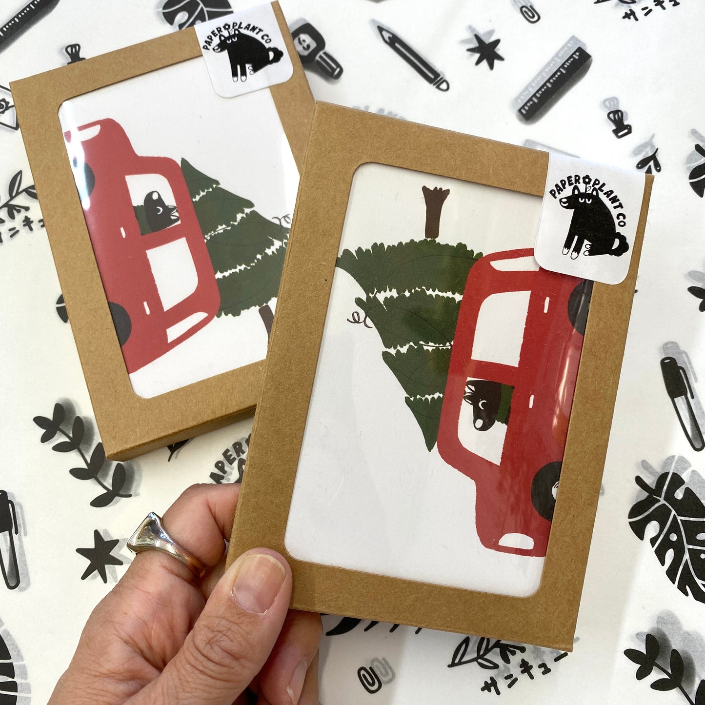 Holiday Tree on Car Card Set of 6 - Holiday Cards