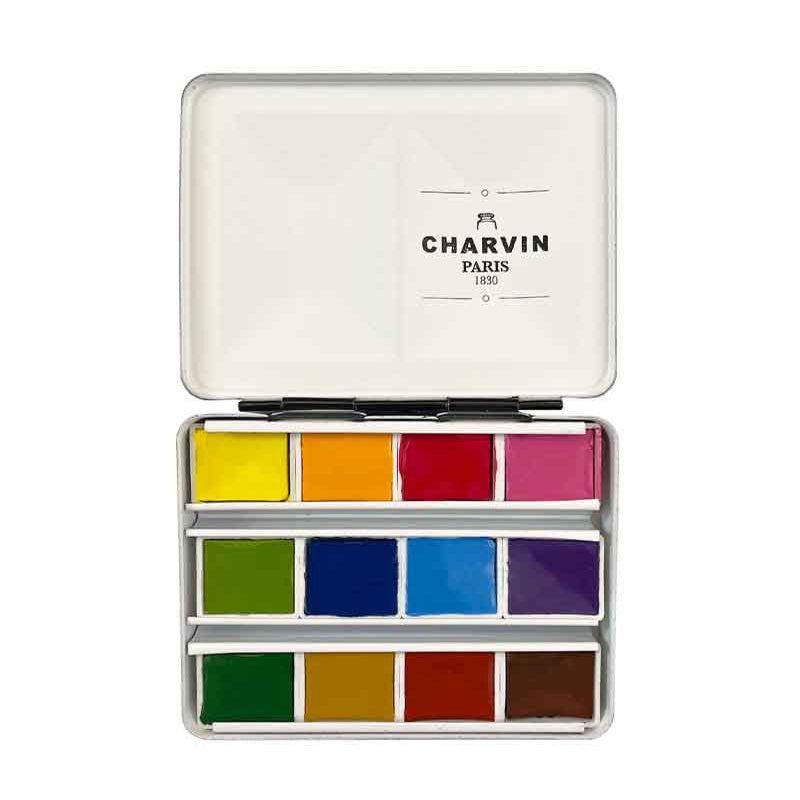 Aquarelle Extra Fine 12 Half Pans Noir Watercolor Box · Charvin Arts