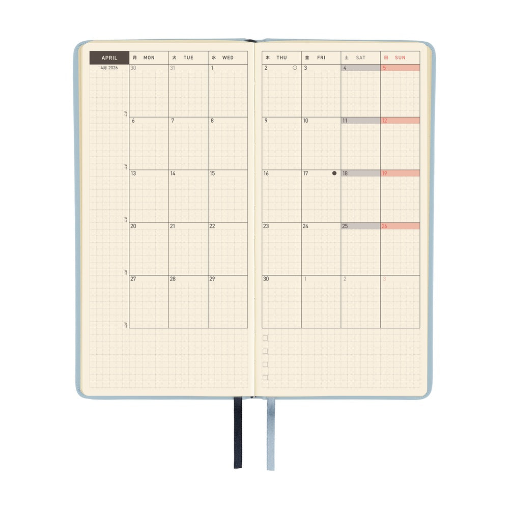 2026 Hobonichi English Weeks / Leather: Snow Blue 《January Start | English》