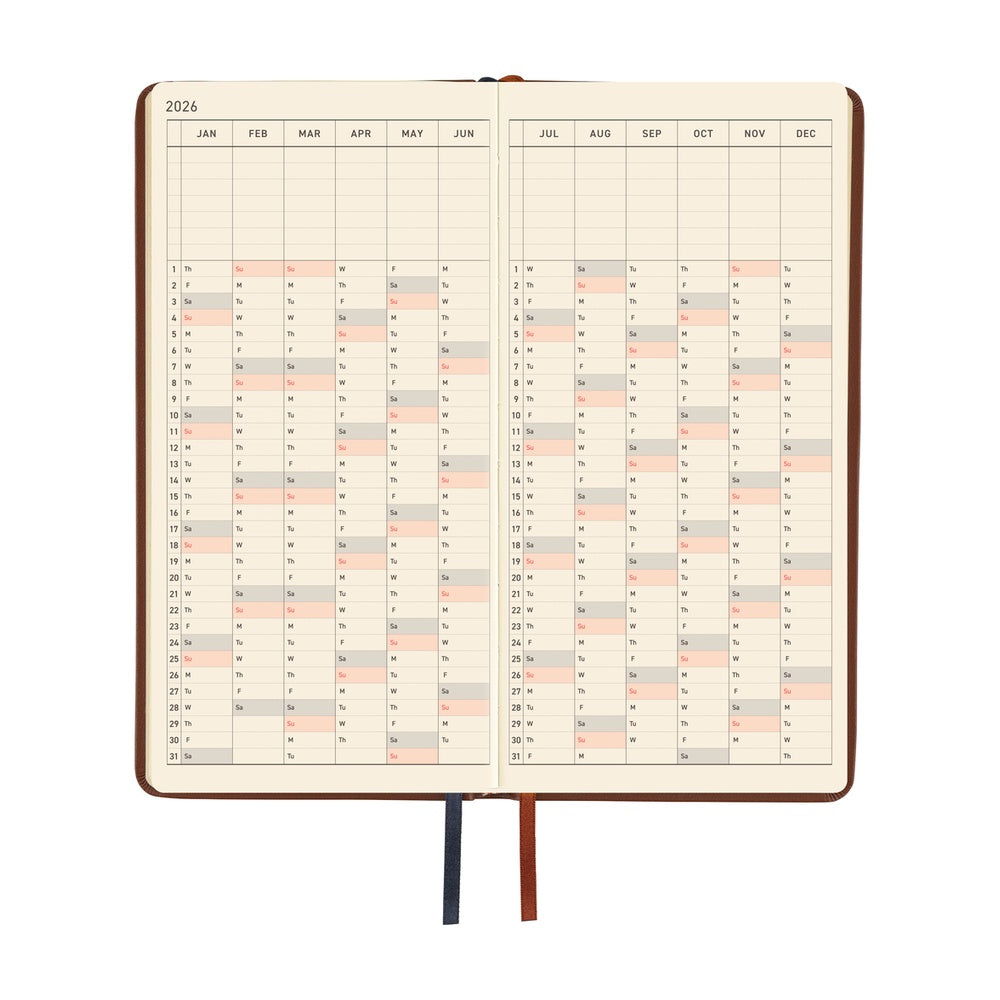 2026 Hobonichi English Weeks / Leather: Wine Brown《January Start | English》