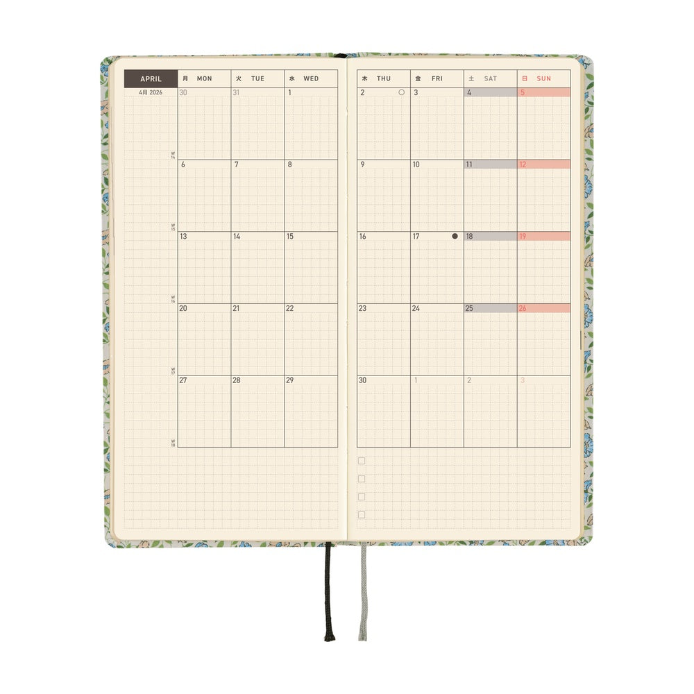 2026 Hobonichi English Weeks / Liberty Fabrics: Sasha Kiora《January Start | English》