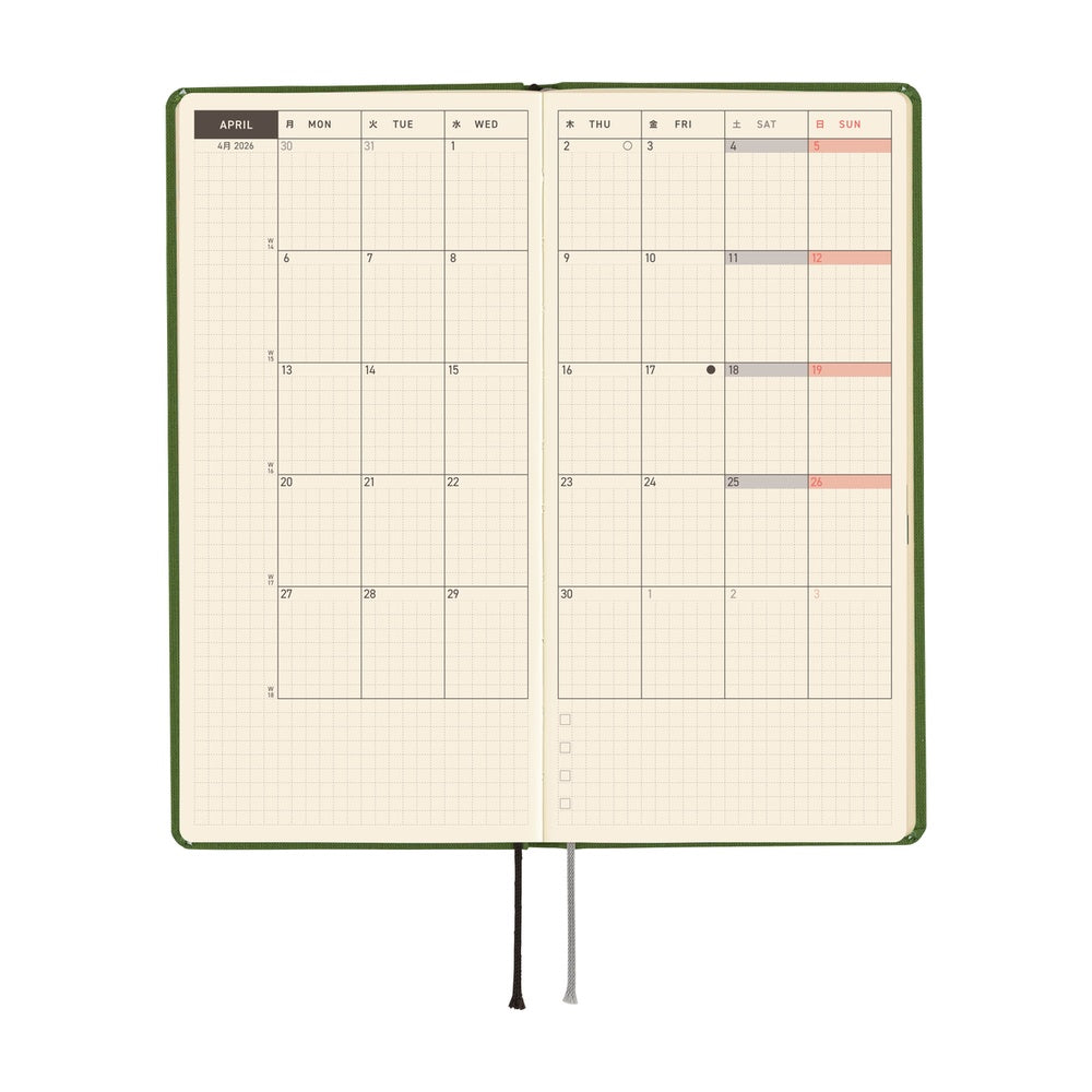2026 Hobonichi English Weeks Mega / Colors: Antique Green《January Start | English》
