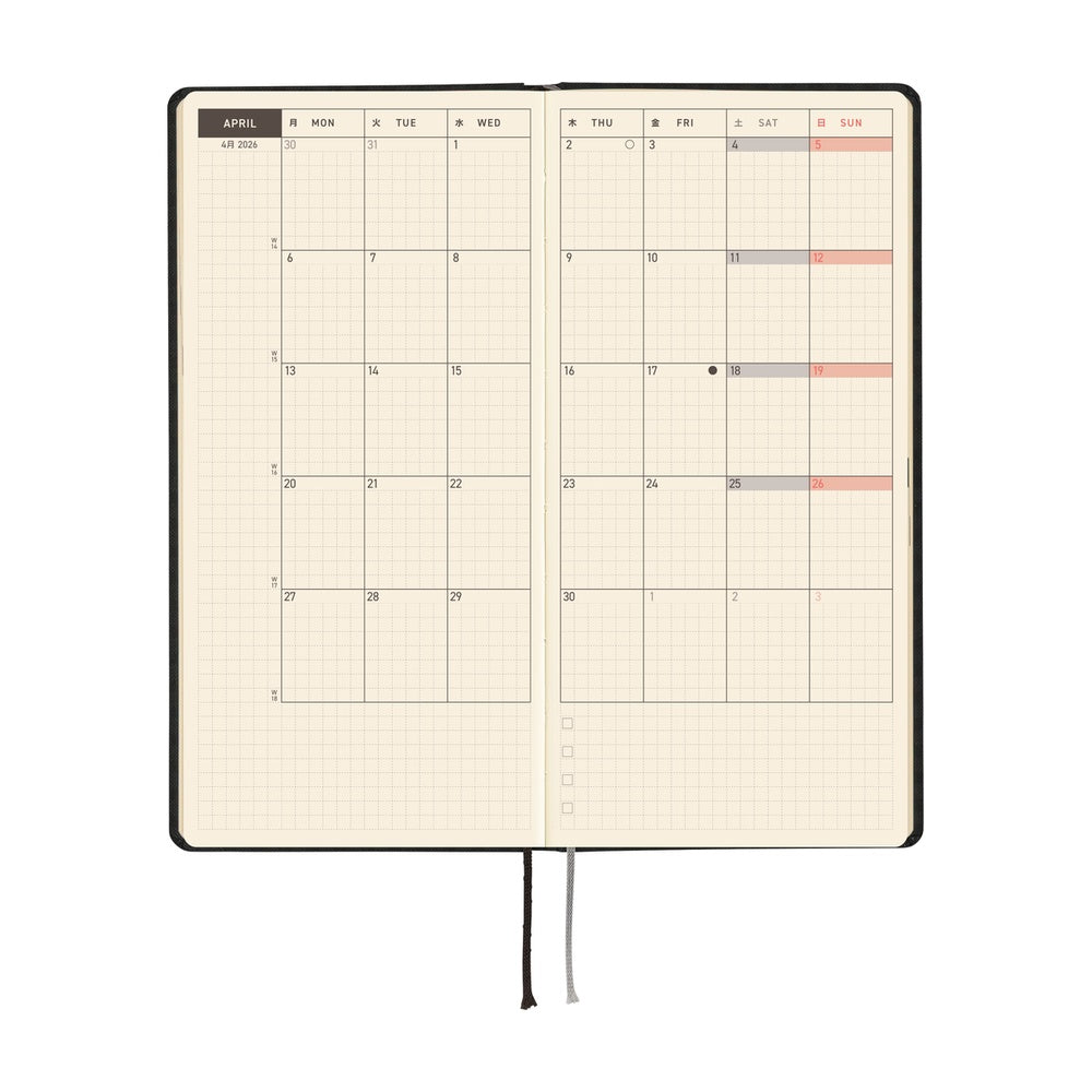 2026 Hobonichi English Weeks / Paper Series: Black Gingham《January Start | English》