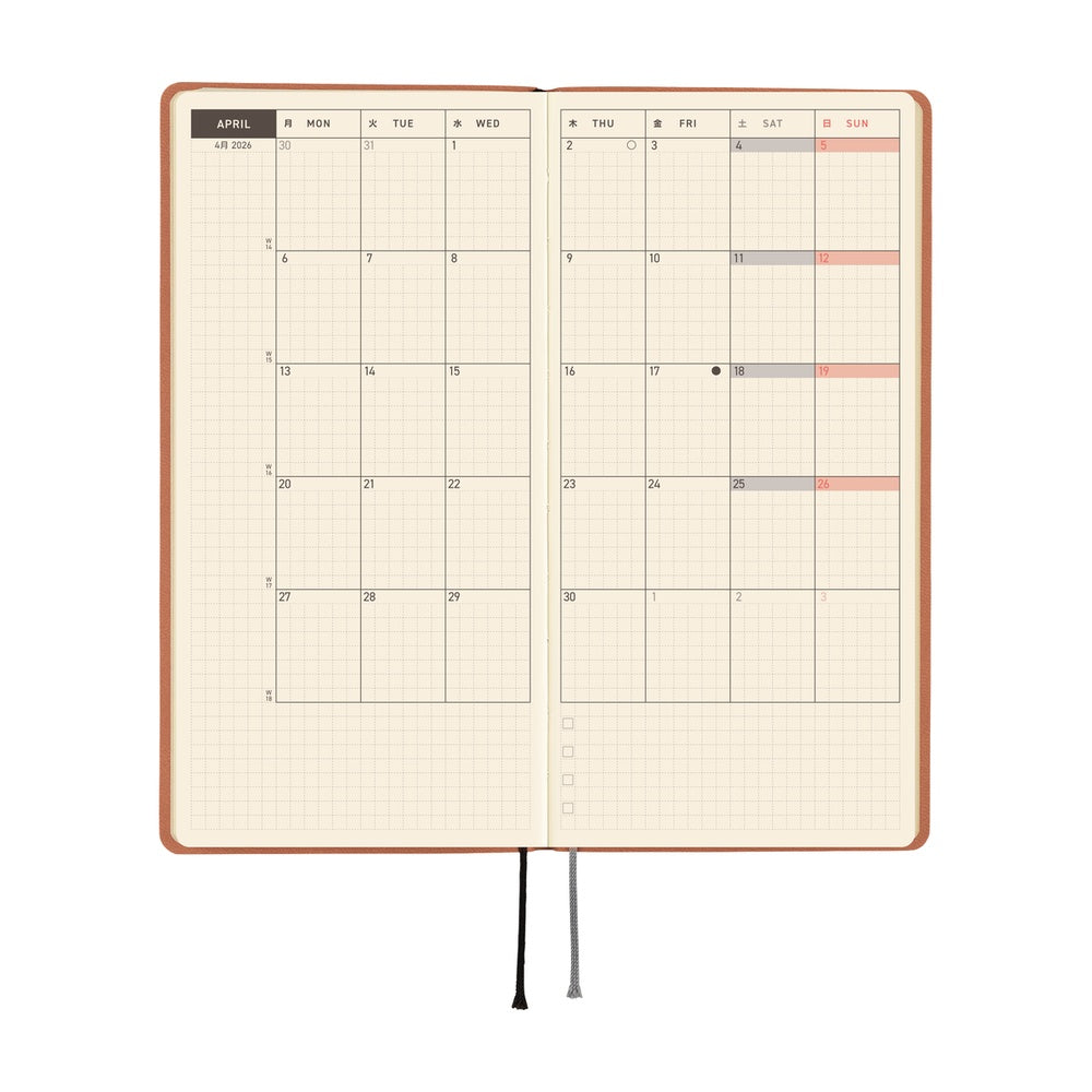 2026 Hobonichi English Weeks / Smooth: Milk Cocoa《January Start | English》