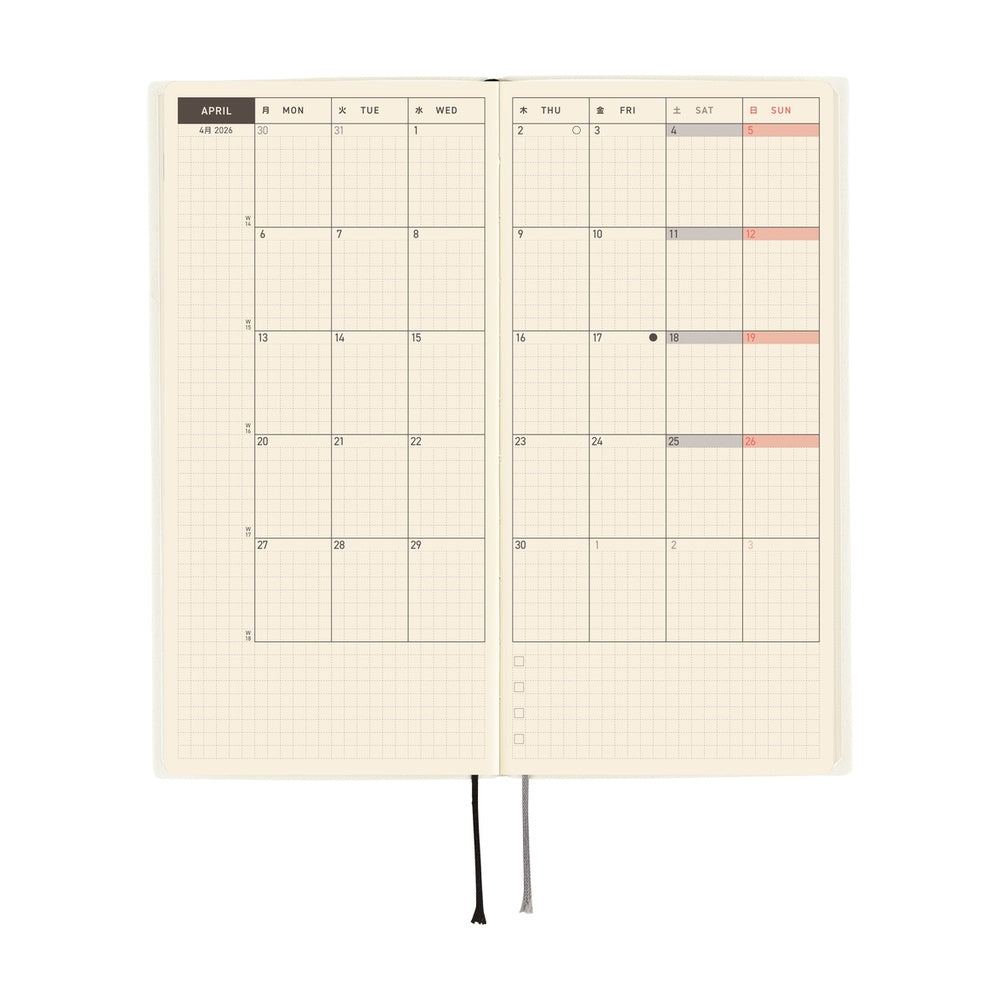 2026 Hobonichi English Weeks / White Line: Ivory《January Start | English》