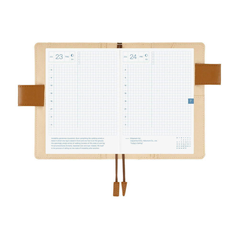 2026 Hobonichi Techo English Original Book + Shirt Fabric: Foggy Plaid《January Start | English | A6》
