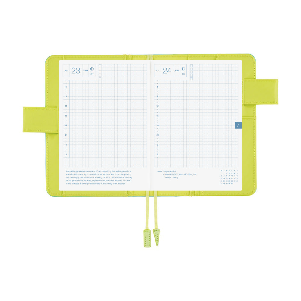 2026 Hobonichi Techo English Original Book + Colors: Aqua Lime Cover《January Start | English | A6》