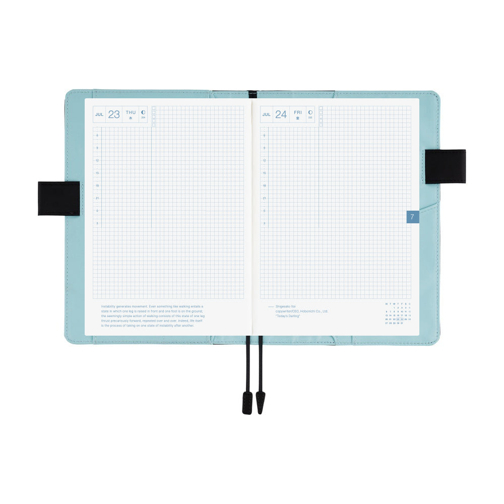 2026 Hobonichi Techo English Cousin Book / Colors: Black x Clear Blue Cover《January Start | English | A5》