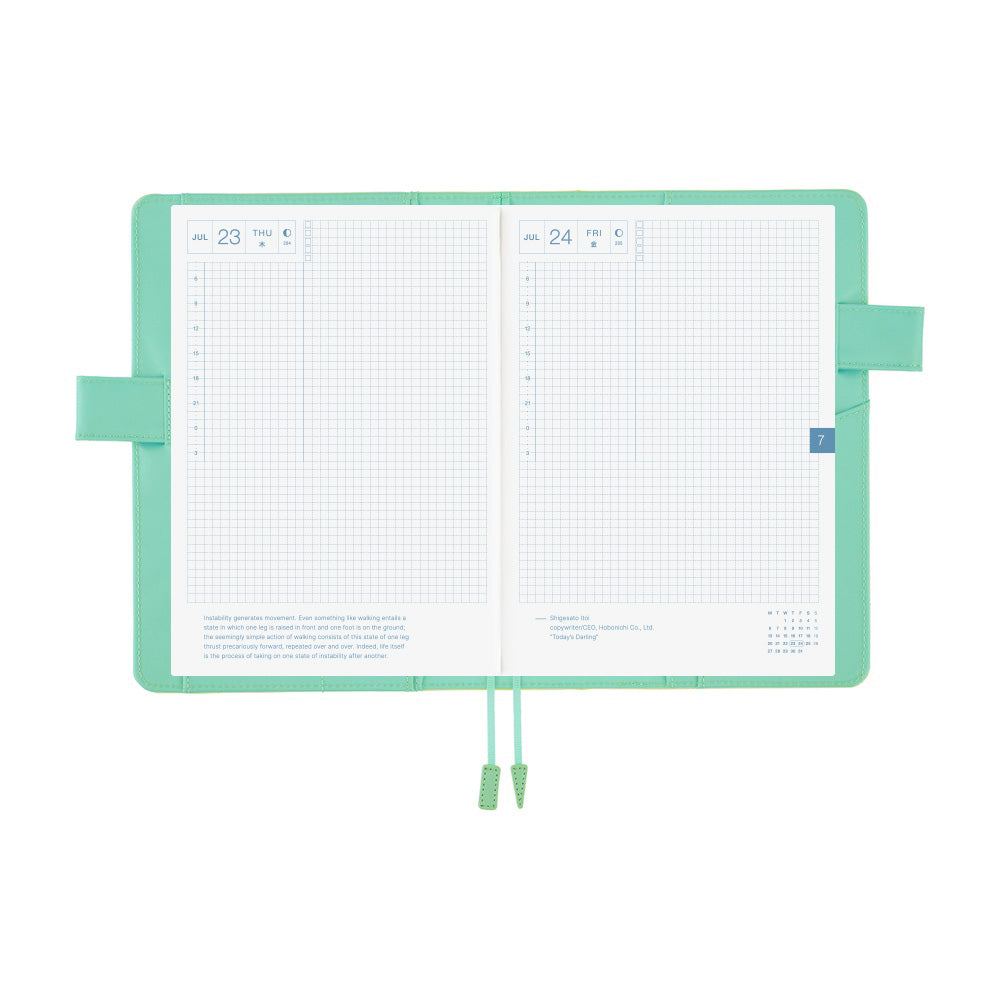 2026 Hobonichi Techo English Cousin Book / Colors: Chamomile Mint Cover《January Start | English | A5》