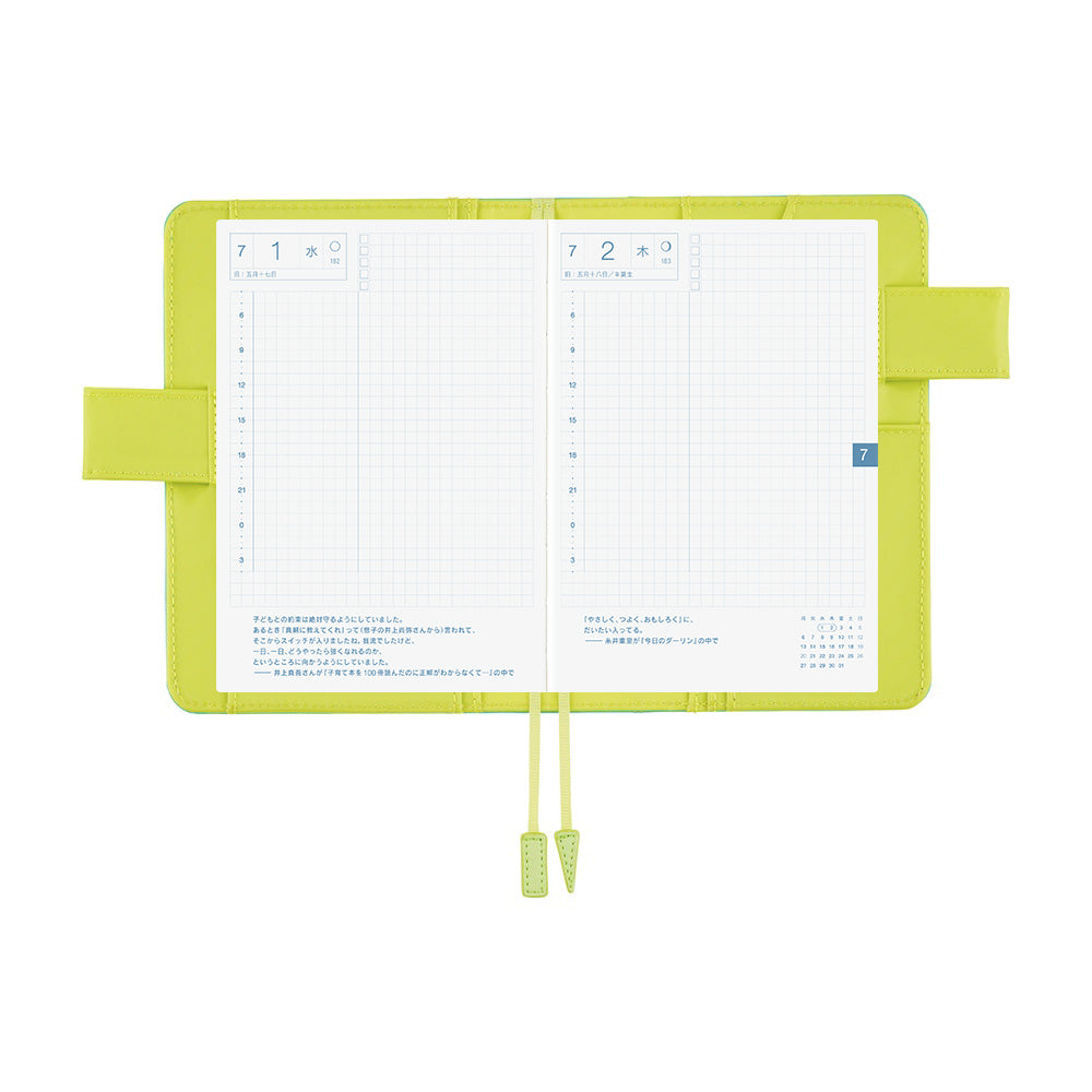 2026 Hobonichi Techo English Original Book + Colors: Aqua Lime Cover《January Start | English | A6》