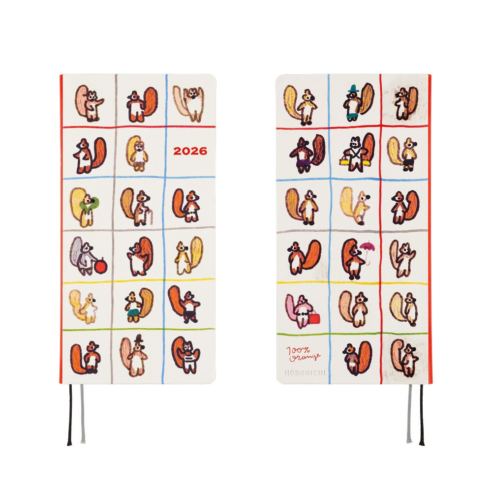 2026 Hobonichi English Weeks / 100%ORANGE: Squirrel’s Moving Day《January Start | English》