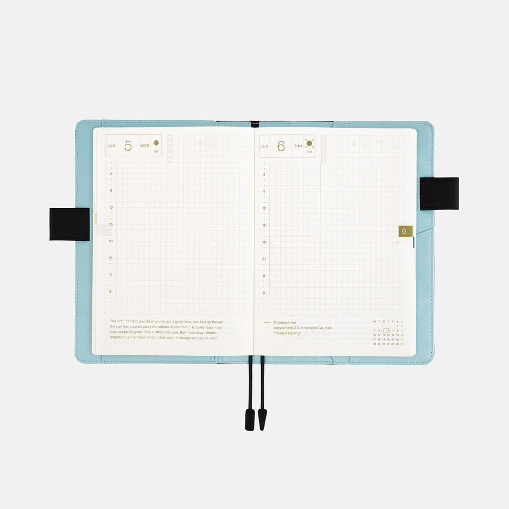 Black x Clear Blue / A6 Original Cover for Hobonichi Techo