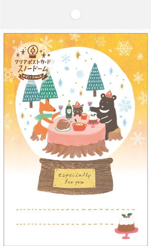 Snowglobe Forest Party Clear Postcard · Furukawashiko