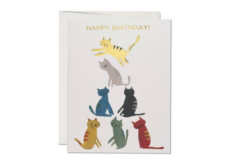 Gold Kitty Birthday Greeting Card · Red Cap Cards