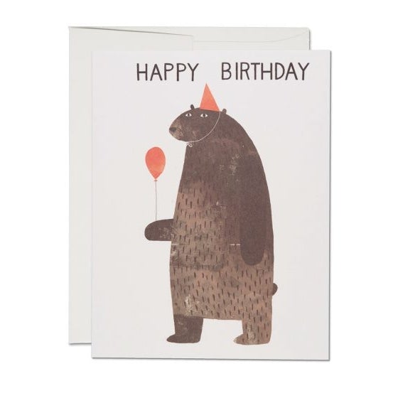 Party Bear - Happy Birthday Greeting Card · Red Cap Cards