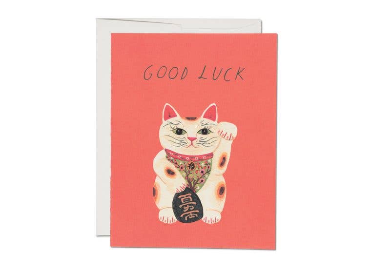 Good Luck Kitty Greeting Card · Red Cap Cards