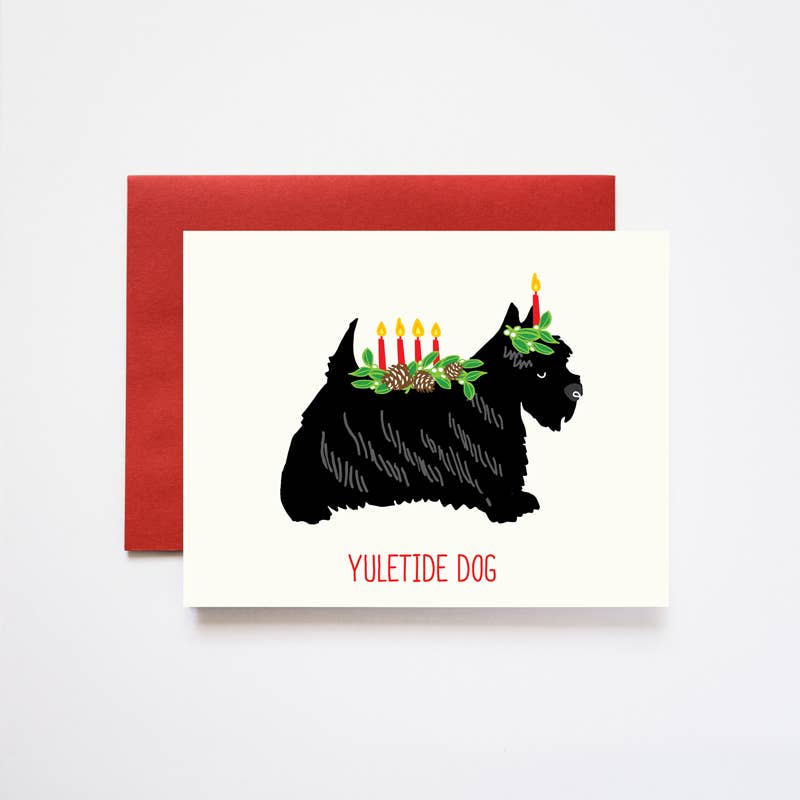 Yuletide Scottie Dog Holiday Greeting Card