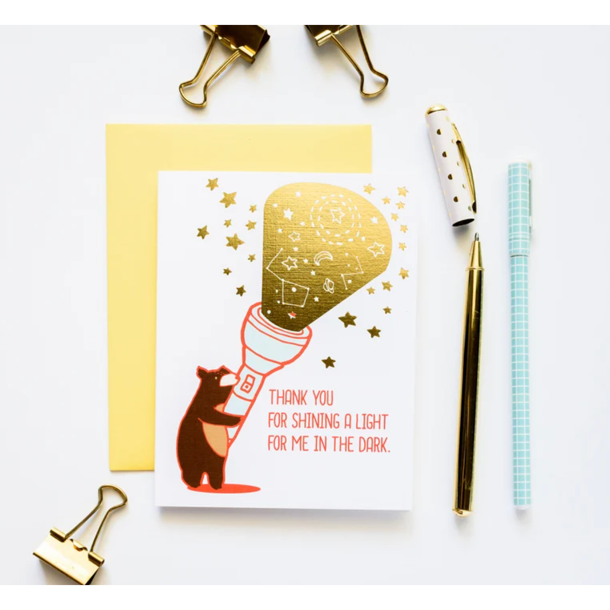 Thank You For Shining A Light in the Dark Bear with Flashlight Card / Ilootpaperie