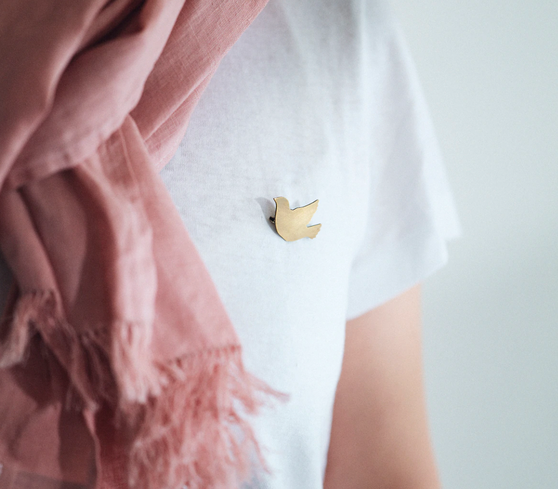Bird Brass Brooch Cuckoo