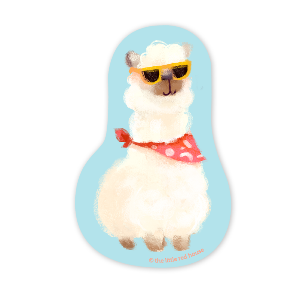 Hipster Alpaca Vinyl Sticker / The Little Red House