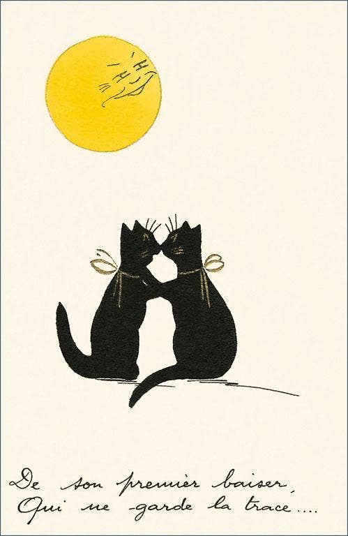 French Cat Romance / Vintage Image Postcard