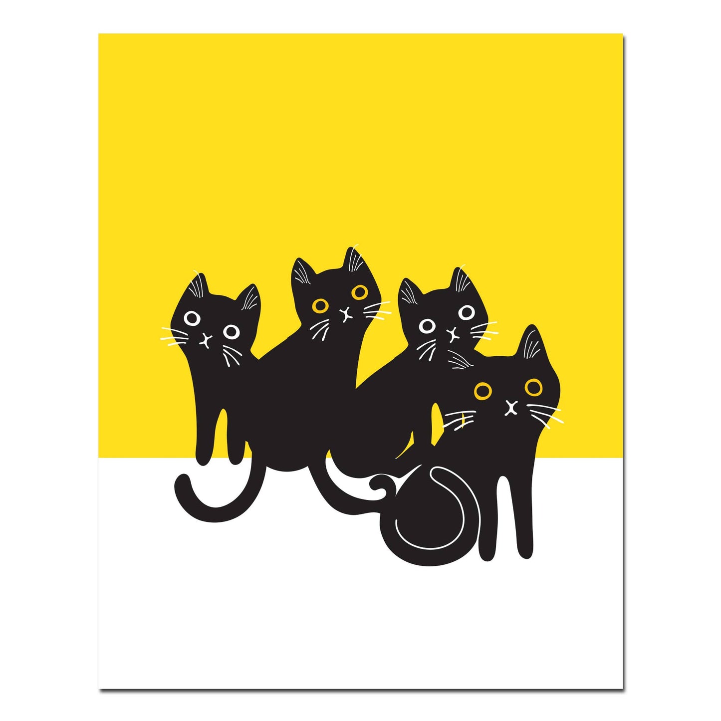 Moonlight Meow Black Cats Giclée Art Print 8 x 10"