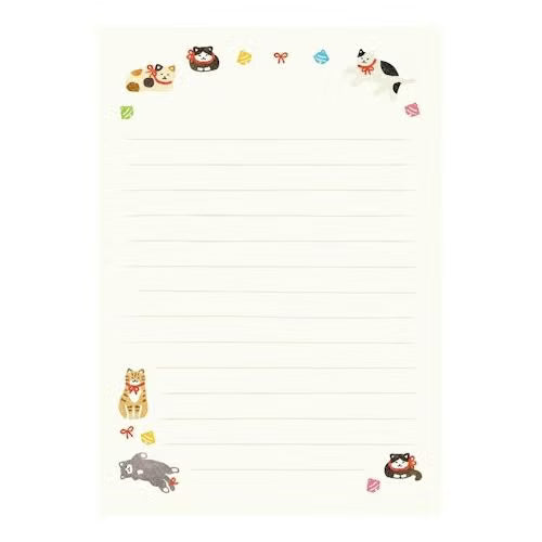 Cat & Bell Hanko Letter Set · Furukawashiko