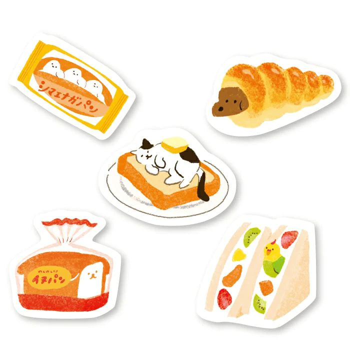 Furukawa Paper Okashina Dobutsu Flake Stickers - Bread