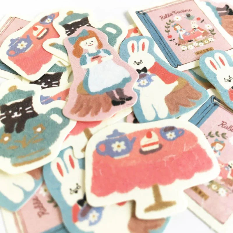 Furukawa Paper Flake Stickers - Rabbit Tea Time