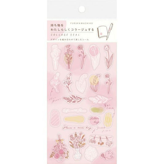 Pink Flower Collage Sticker Sheet · Furukawashiko