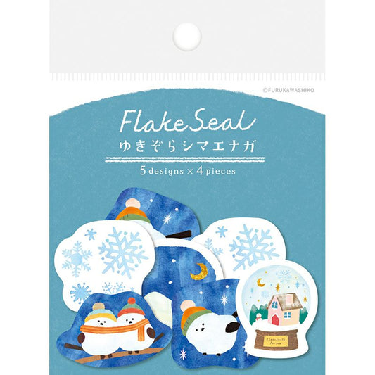 Snowy Sky Shimaenaga / Winter Flake Stickers · Furukawashiko