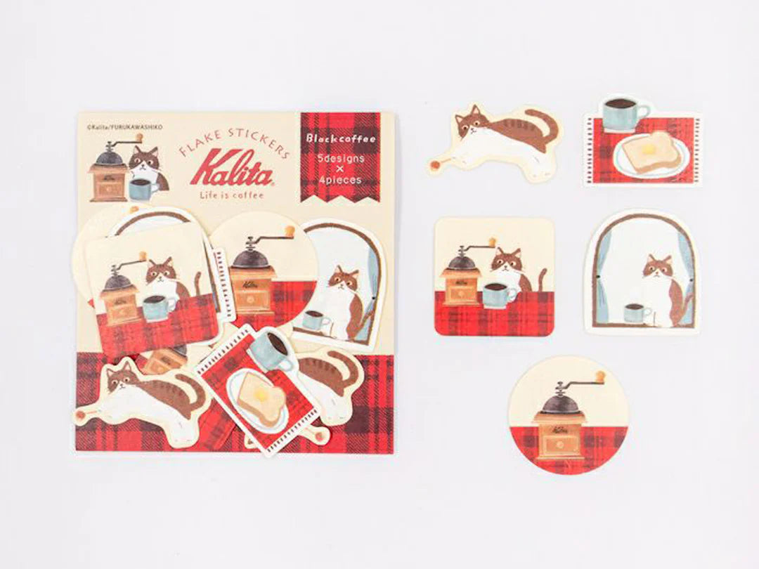 Black Coffee Kalita Washi Flake Stickers · Furukawashiko