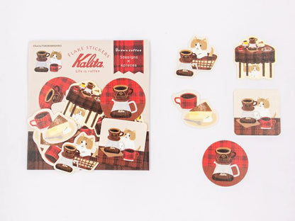 Brown Coffee Kalita Washi Flake Stickers · Furukawashiko