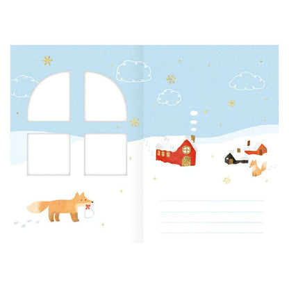Snow Scene House Window Message Card · Furukawashiko
