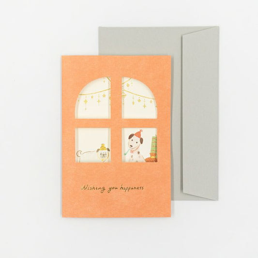Woof Woof Party Window Message Card · Furukawashiko