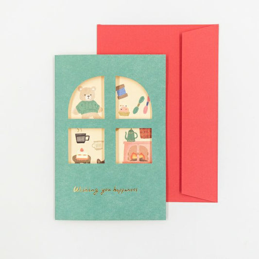 Teddy Bear Window Message Card · Furukawashiko