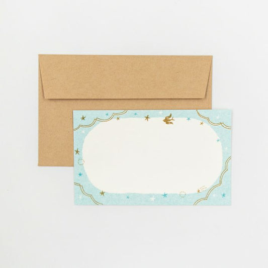 Bird and Stars Retro Print Mini Card · Furukawashiko