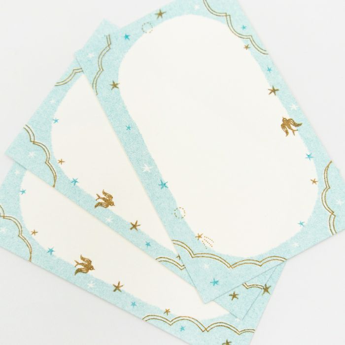 Bird and Stars Retro Print Mini Card · Furukawashiko