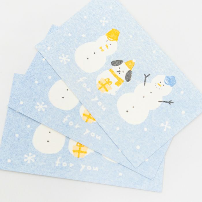 Snowman and Dog Retro Print Mini Card Set · Furukawashiko