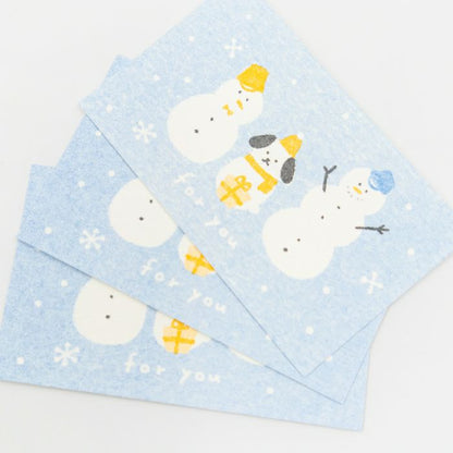 Snowman and Dog Retro Print Mini Card Set · Furukawashiko