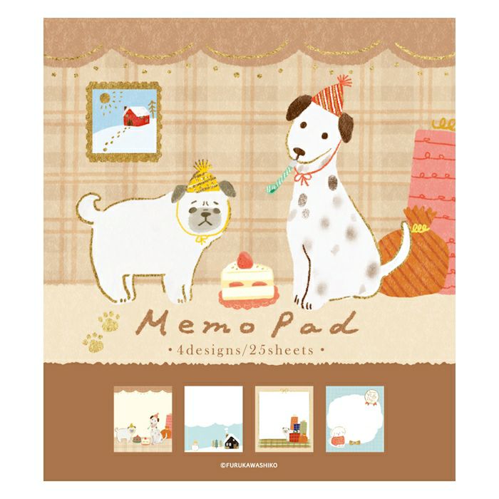 Snow Scene and Dog Memo Pad · Furukawashiko