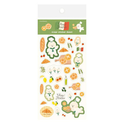 Viva! Italia Bread Puppy Transparent Sticker Sheet · Furukawashiko