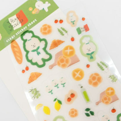 Viva! Italia Bread Puppy Transparent Sticker Sheet · Furukawashiko