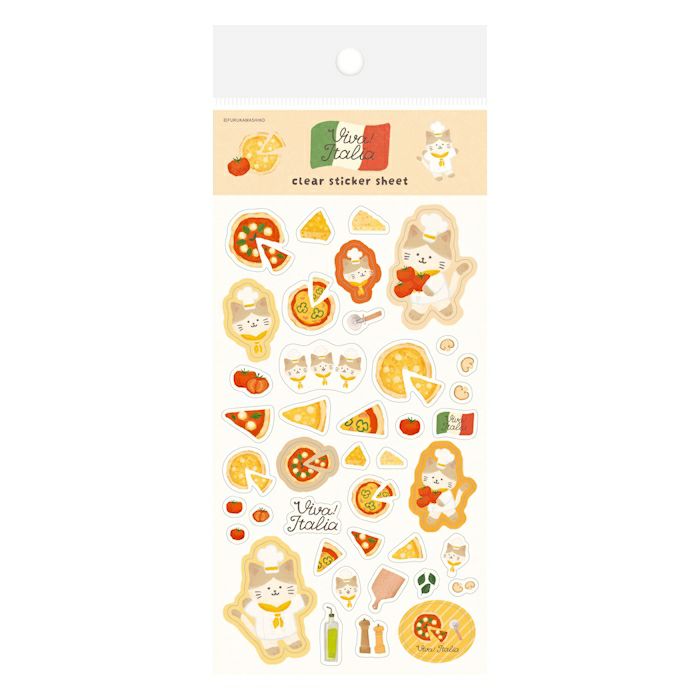 Viva! Italia Pizza Cat Transparent Sticker Sheet · Furukawashiko
