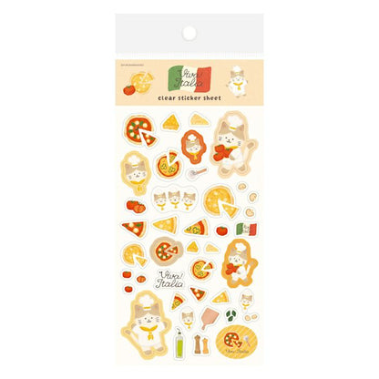 Viva! Italia Pizza Cat Transparent Sticker Sheet · Furukawashiko