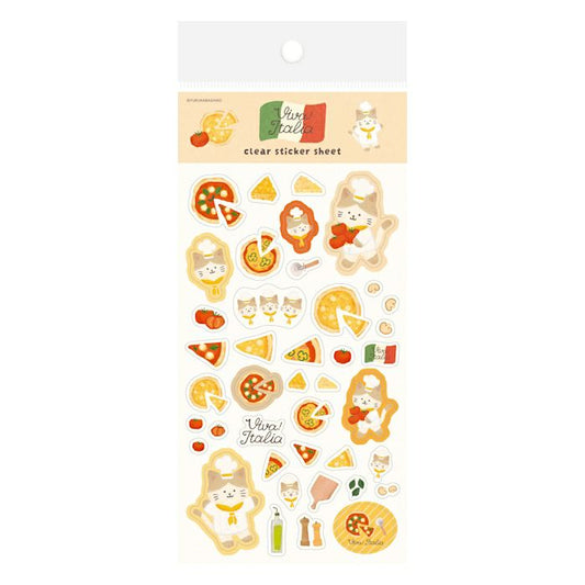 Viva! Italia Pizza Cat Transparent Sticker Sheet · Furukawashiko