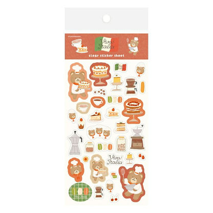 Viva! Italia Dessert Bear Transparent Sticker Sheet · Furukawashiko