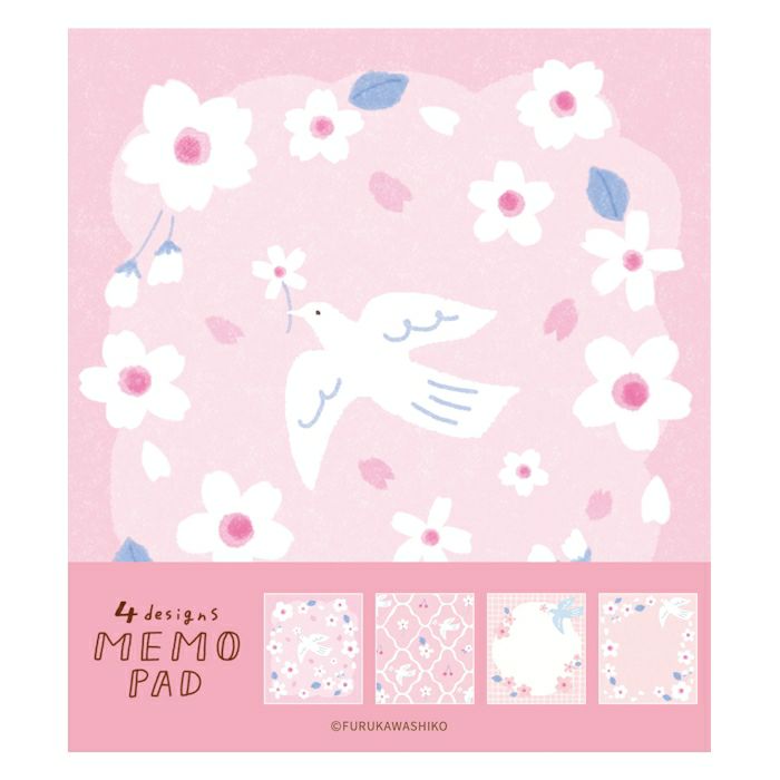 Sakura & White Bird Memo Pad · Furukawashiko