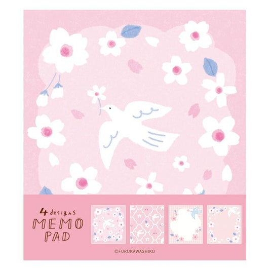 Sakura & White Bird Memo Pad · Furukawashiko